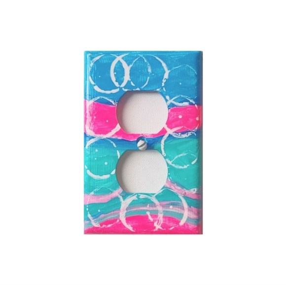 Hand Crafted Mermaidcore Abstract Design Duplex Outlet Wall Plate - Picture 2 of 2